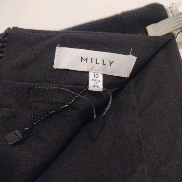 Milly - Lambskin Leather Wool Black Mini Skirt - Picture 14 of 16